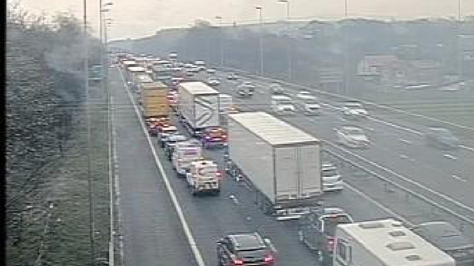 M62 delays following car fire