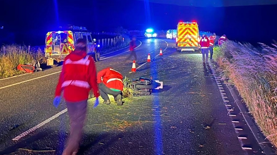 Rescue heroes dash to the aid of injured motorcyclist