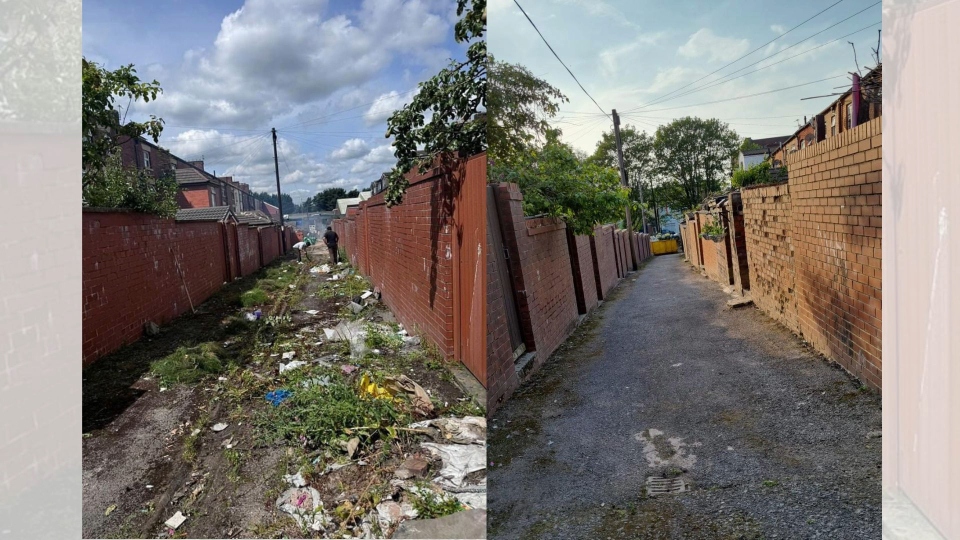 Photos show dramatic transformation of some of Oldham’s neglected back alleys