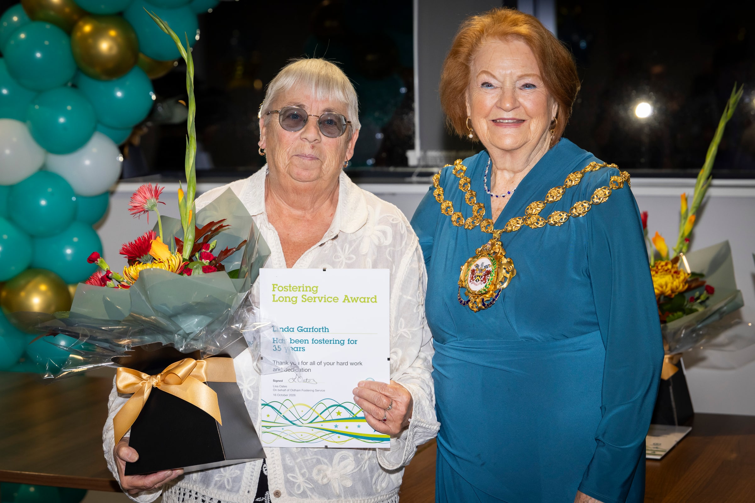Linda Garforth honoured for 35 years of fostering in Oldham